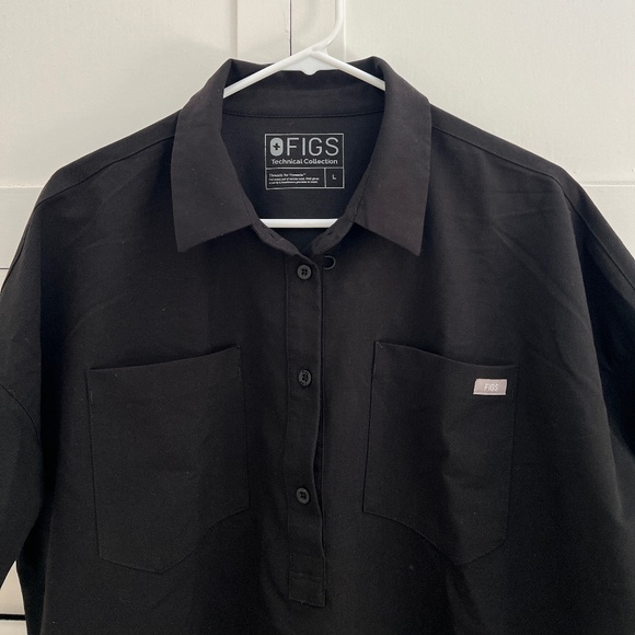 FIGS Hanoi Popover Scrub Top in Black Size Large - Picture 3 of 5